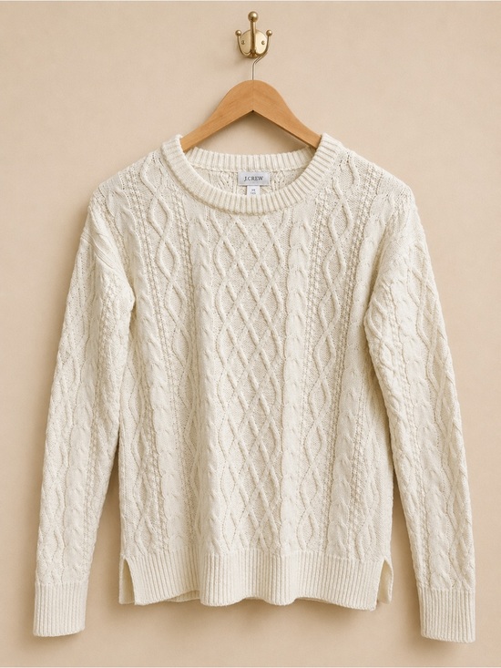 Sweaters - J.Crew Cream Cable Knit Sweater XS Cozy Classic